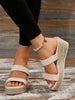Women's Classic Fashion Personalized Casual Elegant Comfortable Beach Vacation Bohemian Versatile Lightweight Wedge Thick Sole Handmade Rope Sandals