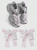 ROMWE Kawaii 2pcs Ins Style Cute & Delicate Handmade Beaded White Faux Pearl, Faux Crystal, Pink Mesh Bow Lobster Clasp DIY Shoe & Boot Decorations Combo Set, Suitable For Women & Girls, Daily Wear Or Gift